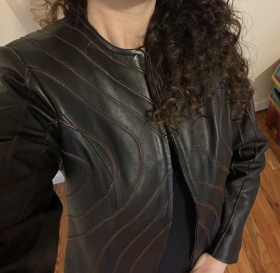 leather jacket For Women S Leather Coat - Image 3 of 4