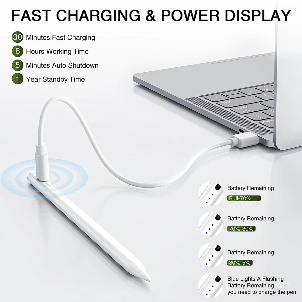 Stylus Pencil For Apple iPad 9th/7th/8th/Mini 6/5/Pro 11&12.9''/Air 3rd/4th Pen - Image 4 of 4