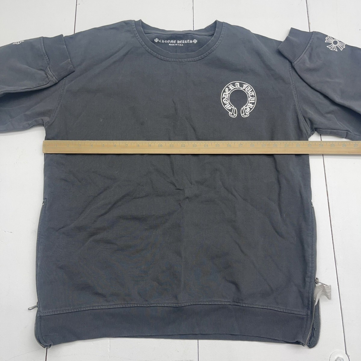Chrome Hearts Grey Side Zip Crewneck Sweatshirt Mens Size Chrome Hearts Grey Side Zip Crewneck Sweatshirt Mens Size