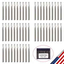10-100PCS Dental Tungsten Burs FG557 Cylinderical Fissure F/High Speed Handpiece
