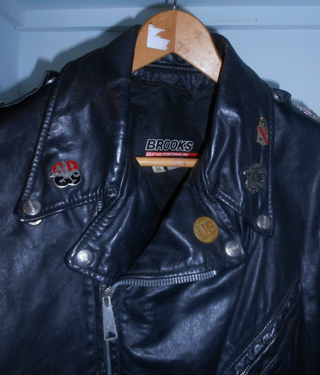 BROOKS LEATHER MOTORCYCLE JACKET, GOOD COMPONENTS, w