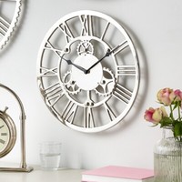 Metal Cog Wall Clock Industrial Silver Machinery Clock Steampunk Wall Clocks