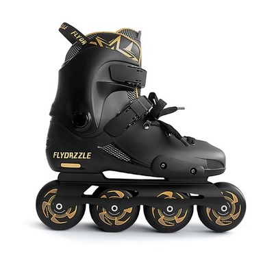FLYDAZZLE Inline Skates Men Size 12 Urban Freeride Black Gold 80mm Wheels ABEC-9