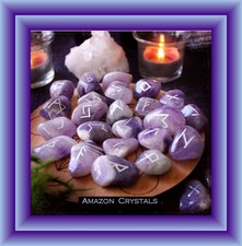 LOT DE RUNES AMÉTHYSTE, RUNES SUTHARK SUDER, 25 RUNES AMÉTHYSTE, RUNES VIOLETTES