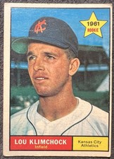 1961 TOPPS LOU KLIMCHOCK (KANSAS CITY ATHLETICS) RC #462 VG OC