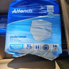 NIB 4 PACKS X 14 "ATTENDS" ADULT BRIEFS SZ XL, MAX ABSORBENCY,NEW- SEALED