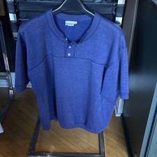 Vintage Mens XL Blue Short Sleeve Henley Pull...