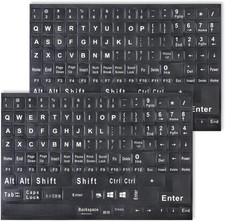 2 Pack Universal English Computer Stickers, Keyboard Replacement Letters English