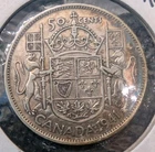 1941 Canada Silver 50 Cents, WW2, King George VI Half Dollar