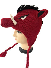 Fair Trade Nepalese Razor Back Novelty Wool Winter Pom Pom Beanie Hat Unisex