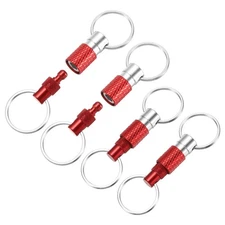 4 Pack Quick Release Keychain Pull Apart Detachable Swivel Keychain, Red