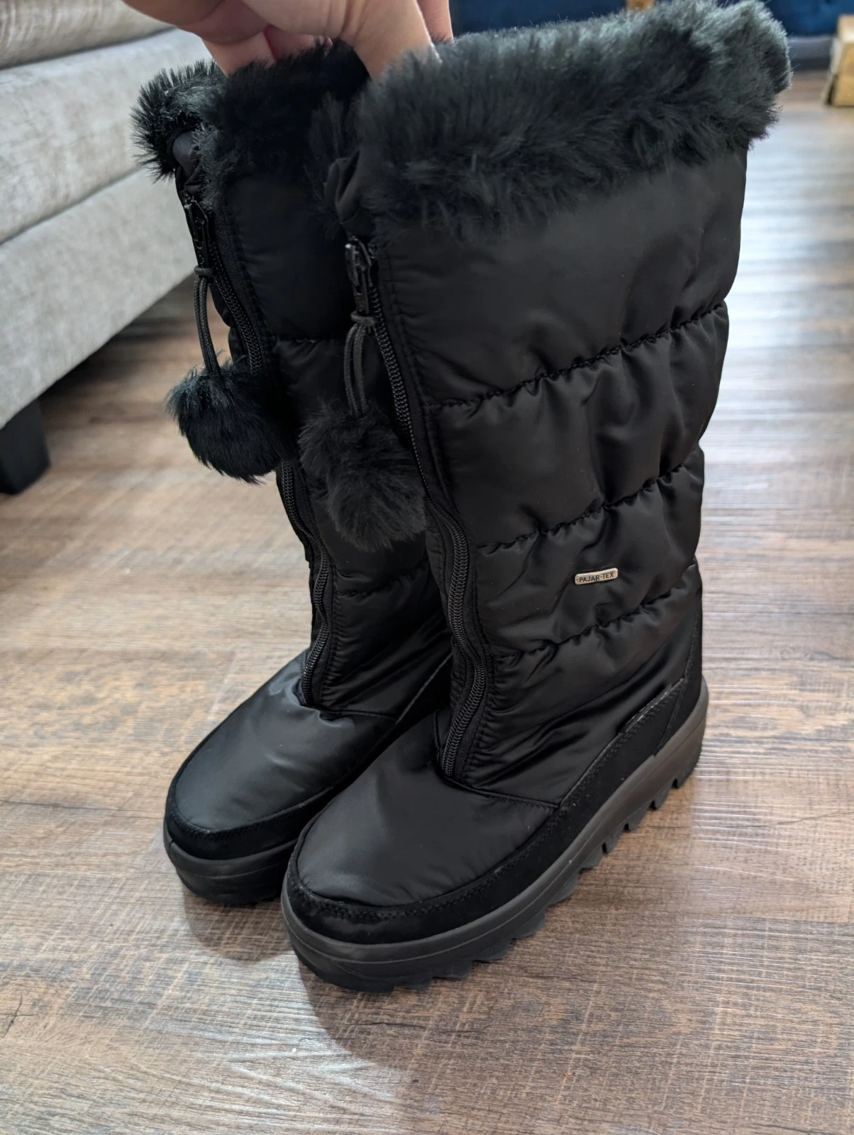 Pajar Canada Black Snow Boots Faux Fur Women's Size 6.5/7 EU 37