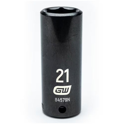 1/2 In. Drive 6 Point Metric Deep Impact Socket 21 Mm