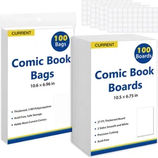 Current Comic Book Bags and Boards 100 Comic Book Sleeves and 100 Comic Book Boa