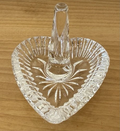 Vintage Waterford Crystal Ring Holder Heart Shaped Signed Trinket Dish