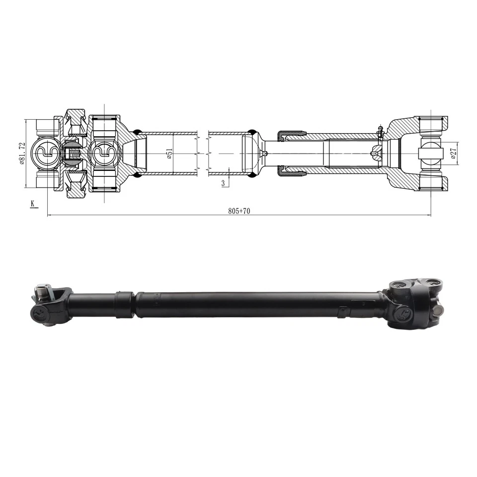 Front Driveshaft For Jeep Cherokee 1987-2000 Comanche 1987-1992 2.1/2.5L AWD 4WD Foto 2 de 4