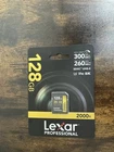 Lexar Professional 128GB V90 2000x SDXC UHS-II U3 4K Gold Series SD Memory Card