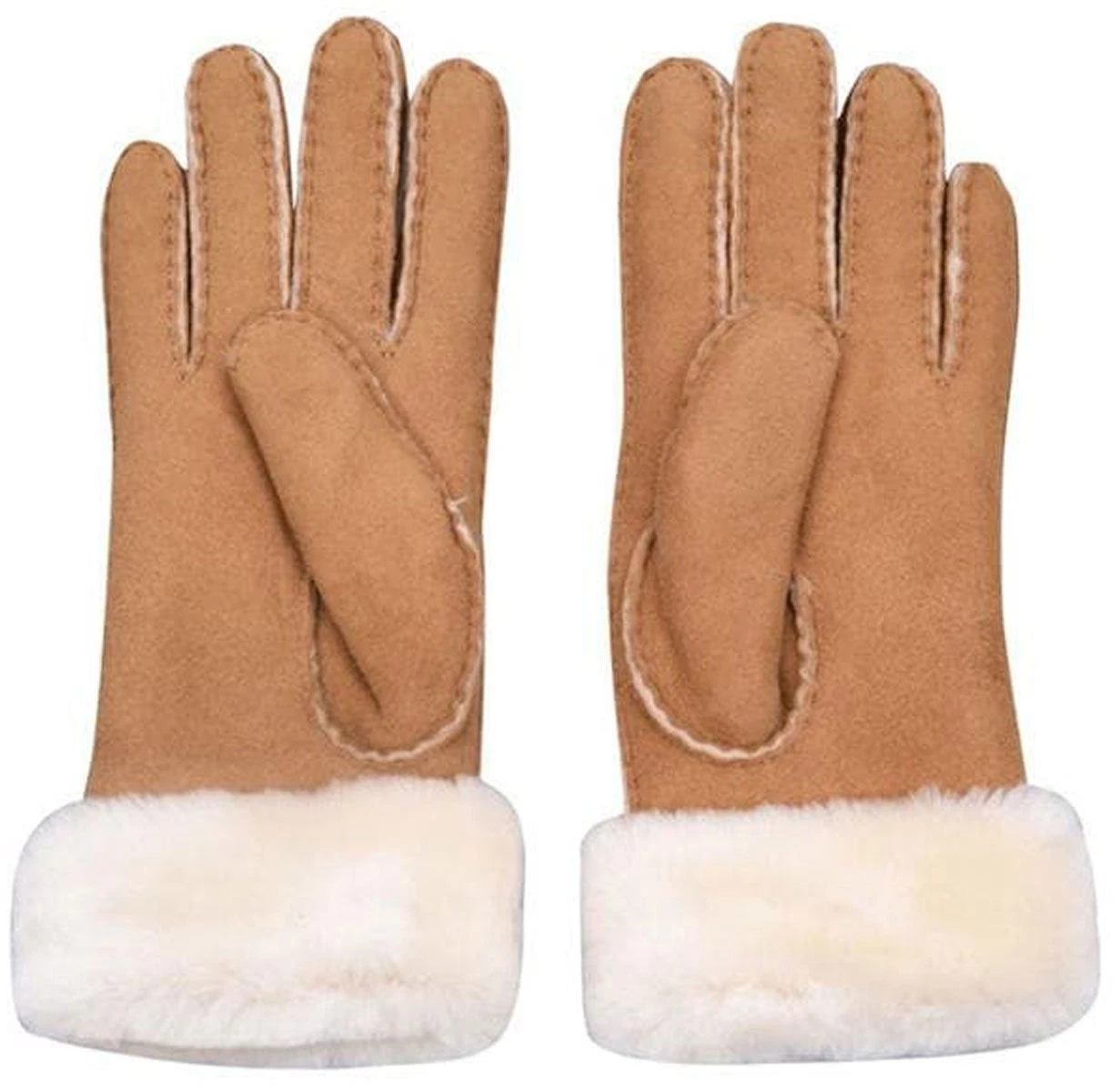 UGG Turn Cuff 17369-CHE Gloves Women's Chestnut Leather Sheepskin Cozy FROG384