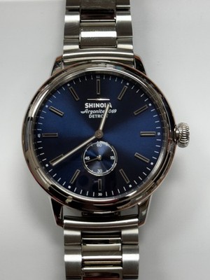 Shinola Bedrock 42mm Watch -QUARTZ- Midnight Blue Dial St. Steel EXCELLENT COND.