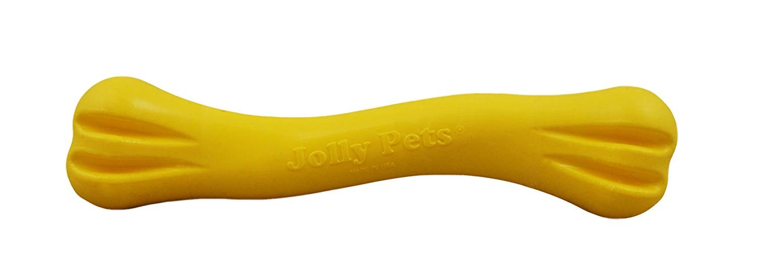 Jolly Pets Bone 6 inch Yellow  Rubber Chew Toy for Dogs - 3 