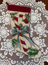 SFERRA Needlepoint Christmas Stocking - Candy Cane I