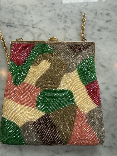 Colorful Beaded Floral Clutch