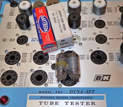 2 new 6BJ6 Seeburg jukebox tubes Raytheon GE NOS NIB USA test strong