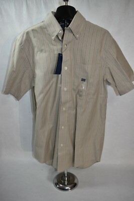 Arrow Shirt Beige Striped Size Small Short Sleeve Button Front Men's New 