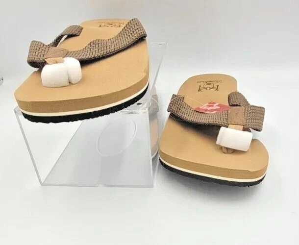 Comfortable Brown Yoga Mat Thong Flip Flops with Arch Support in Size 14