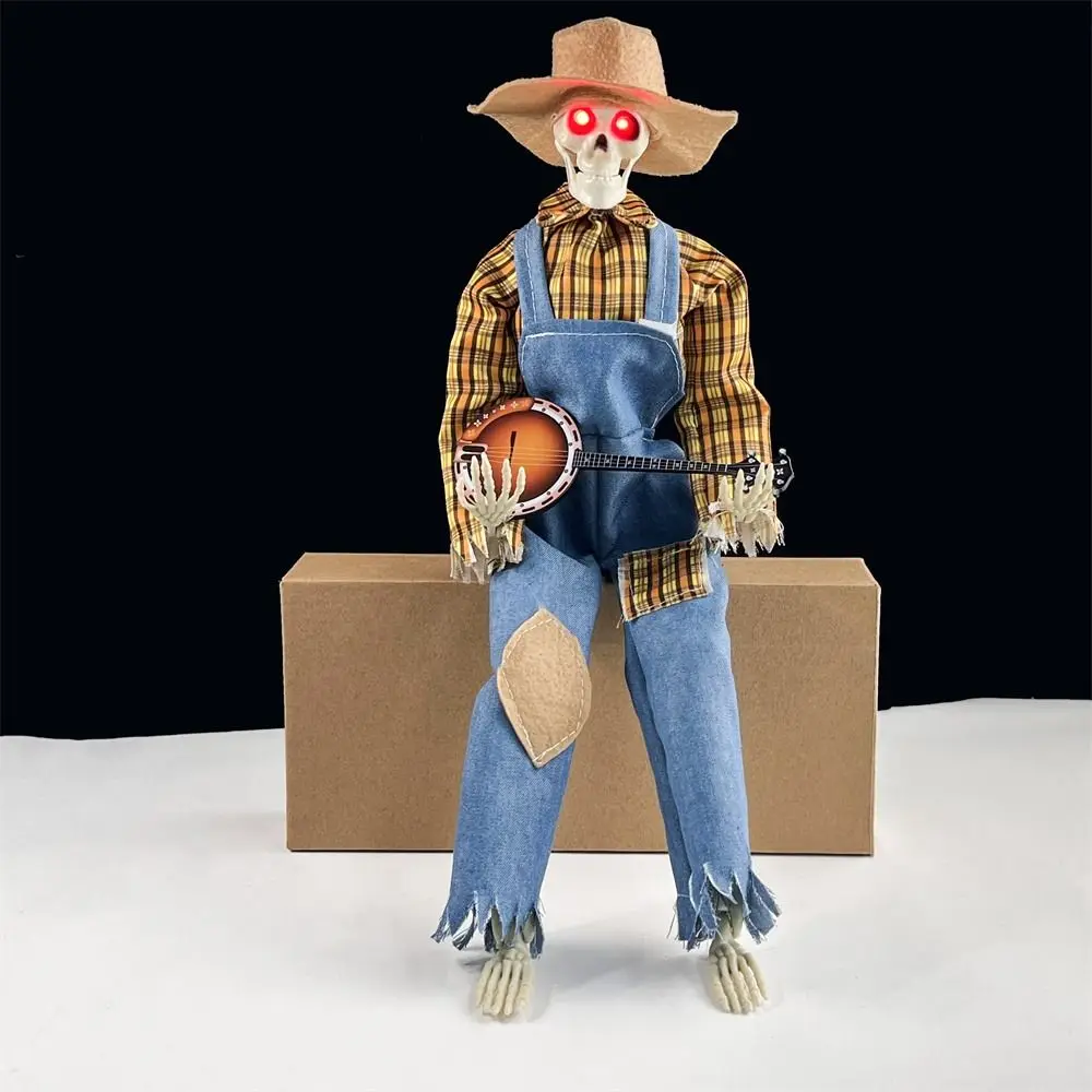 Halloween Skeleton Prop Decoration Funny Animated Dueling Banjo Home