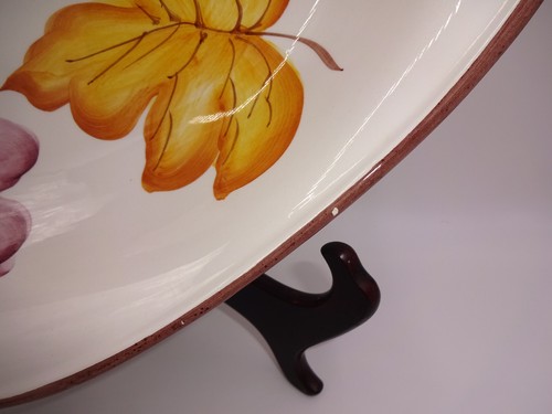 Vintage Handmade Hand Painted Pizzato Double Handled Bowl Autumn Leaves 17-1/2" - Picture 6 of 6