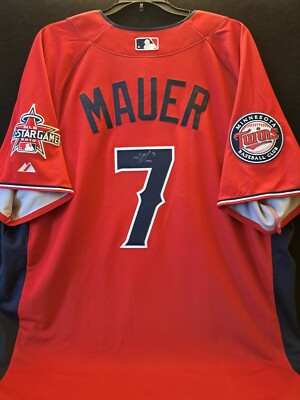 JOE MAUER SIGNED 2010 ALL STAR JERSEY AUTHENTIC MAJESTIC- MINNESOTA TWINS  -RARE!