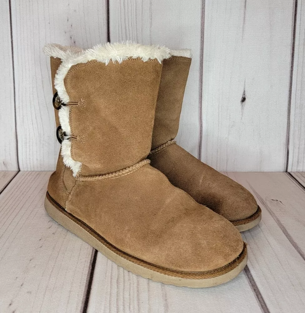 Target Suede Shearling Style Faux Fur Lined Boots Chestnut Women s