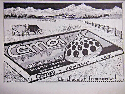 PRESSEWERBUNG 1924 CEMI MILCHSCHOKOLADE DELFIN GRENOBLE - KUH
