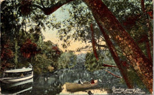 Boating Among Forest Trees Florida Postcard Posted 1913 Palatka FL Boats