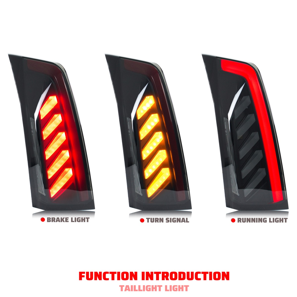 【324】左のみ　キャデラックATSドライバー　 USテールライト LED Black Tail Lights for Cadillac ATS 2013-2018 1st Gen