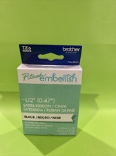 Brother P-Touch Embellish Black on White 1/2" Satin Ribbon 0.47in x 13.1ft