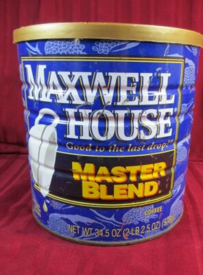 Vintage Maxwell House Coffee Can Master Blend 34.5oz For All Coffee Makers