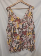 TORRID Challis Stitch Detail Tank Floral Women 4X/26 Pink V-Neck