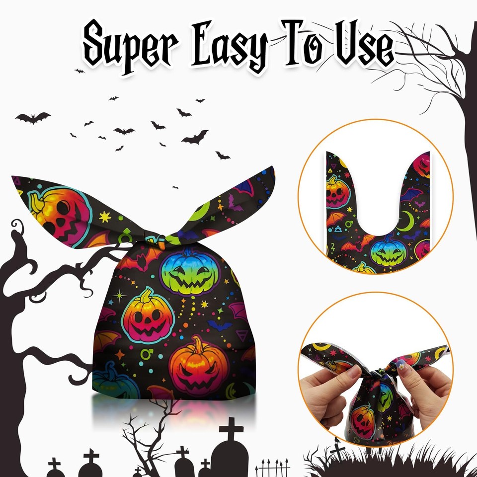 Halloween Treat Bags 100pcs Kids Small Halloween Goodie Bags Candy Bags