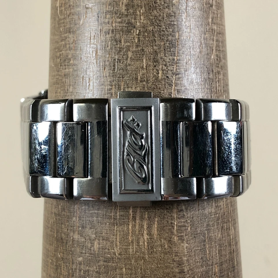 Reloj de cuarzo GLD Alpha Era para hombre moda pavimentado día fecha tono plateado 42 mm 7 1/2" Foto 4 de 4