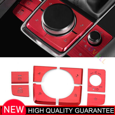 For Mazda CX-30 2020-2022 Red Aluminum Car Central Console Button Cover Stickers
