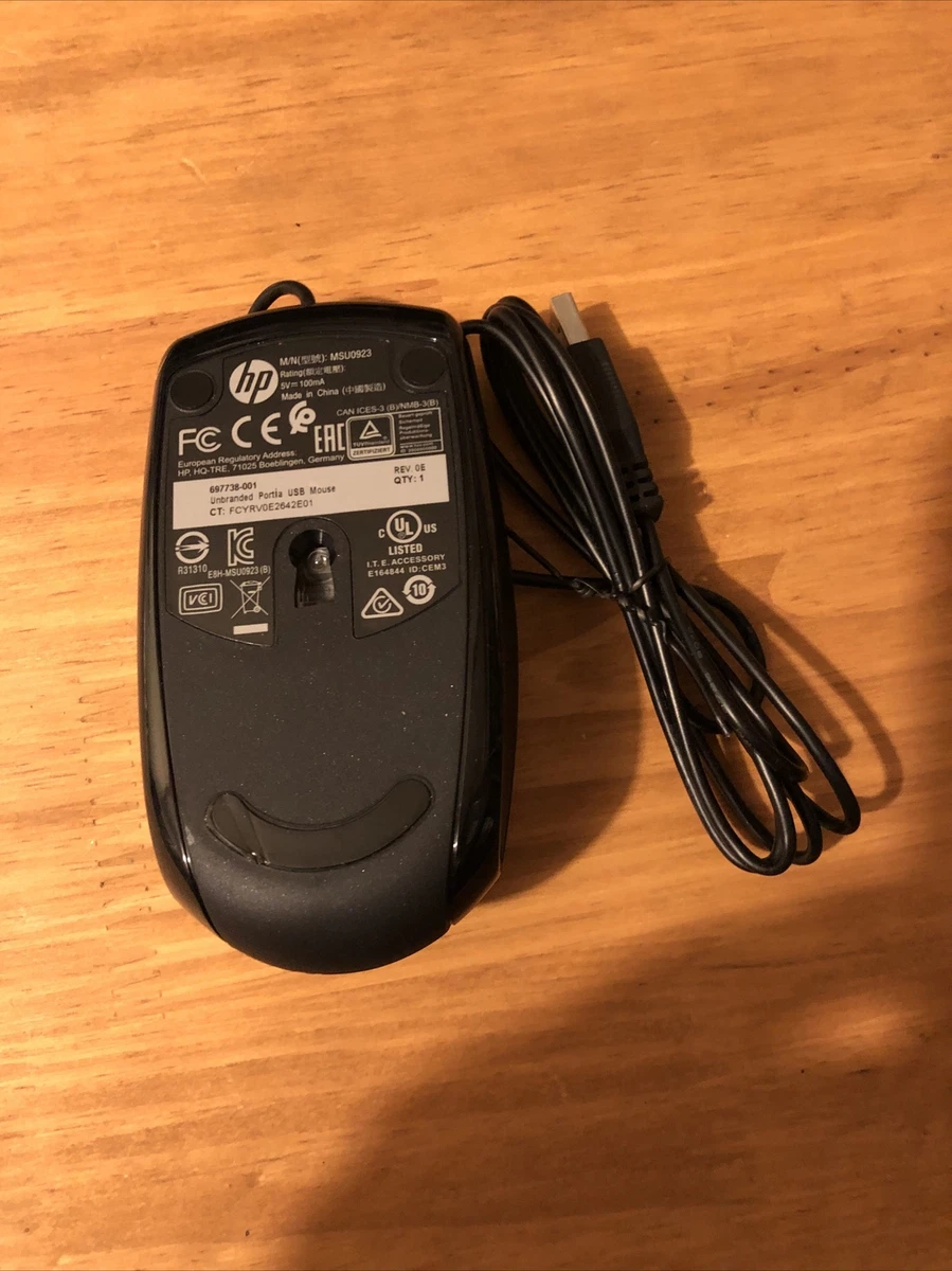 HP Black USB Optical Mouse 2-Buttons w/Scroll-Wheel 697738-001 