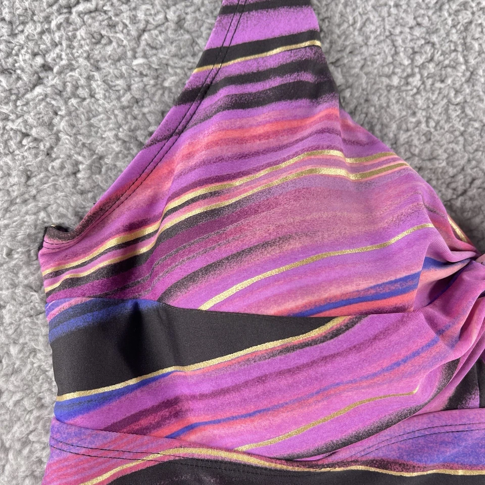 Traje de baño Liz Lange Maternidad para mujer Top mediano negro púrpura halter habitación extra Foto 4 de 4