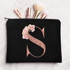 Rose gold Letters Make up Bag Travel Women Cosmetic Pencil Cases Organizer
