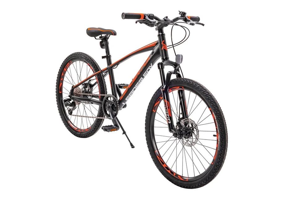 24 Zoll Mountainbike Leader Fox Capitan 8 Gang Scheibenbremsen Schwarz Orange - Bild 2 von 4