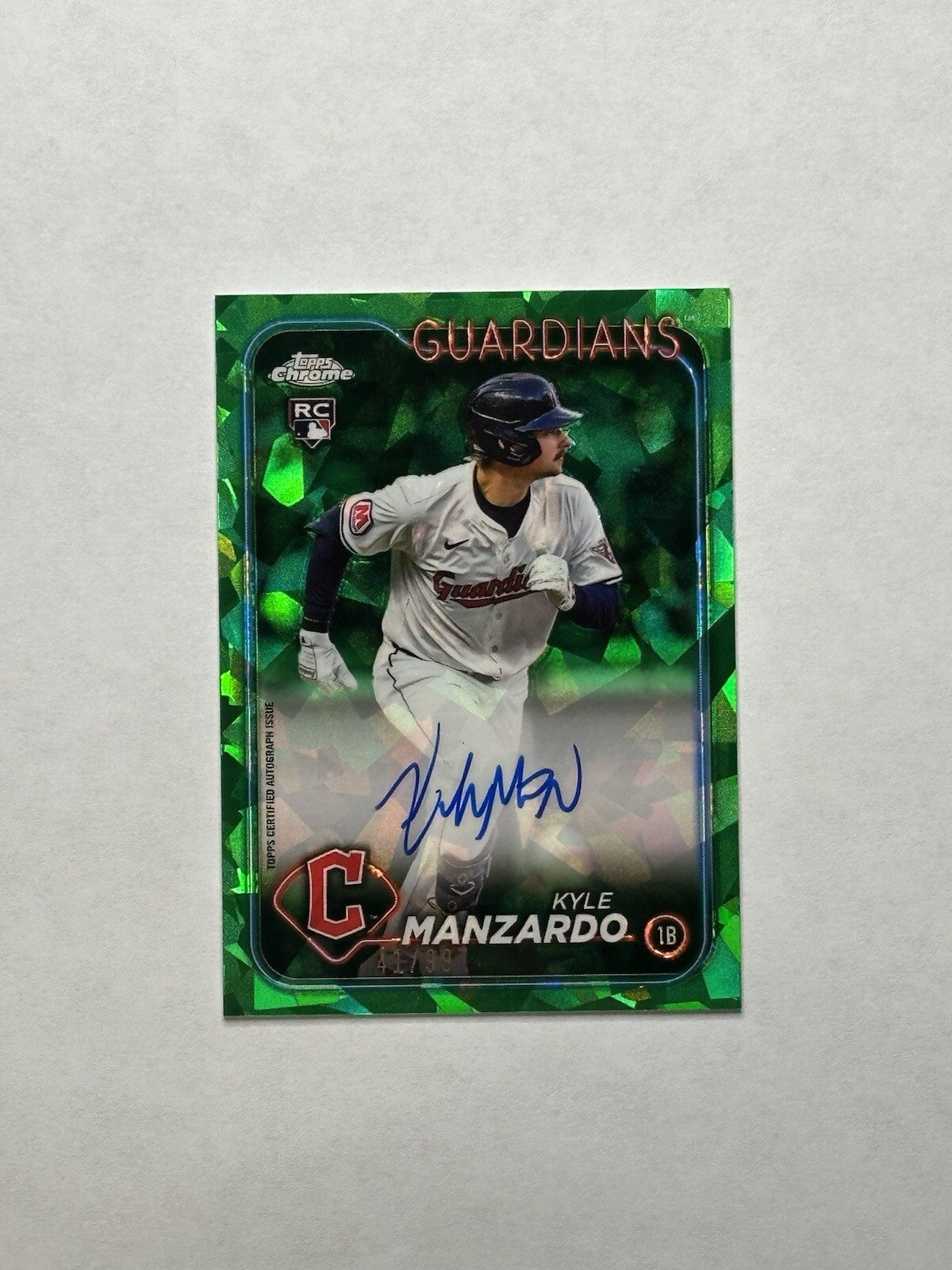 2024 Topps Chrome Update Sapphire Kyle Manzardo Green Refractor RC Auto /99