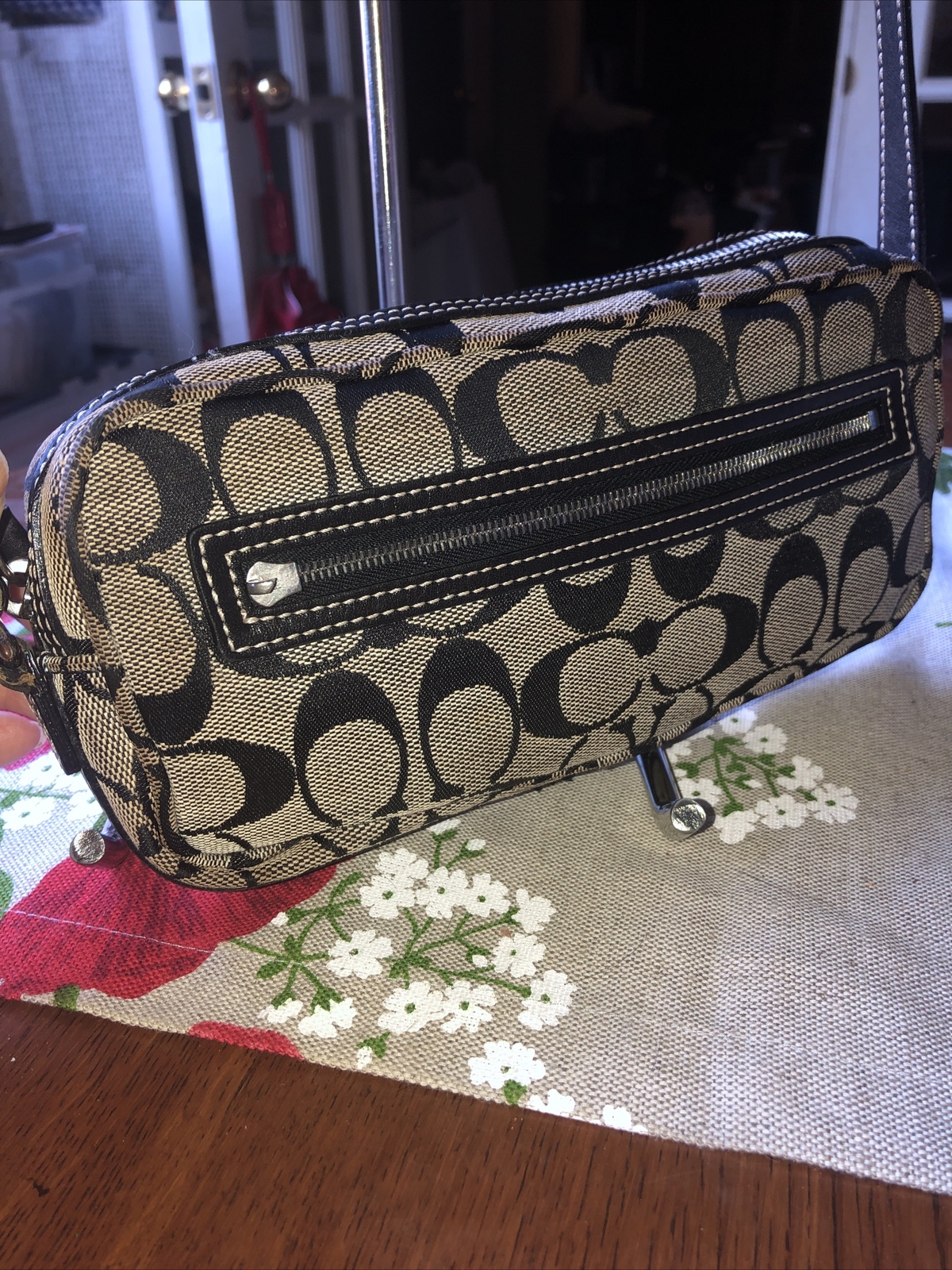 COACH Signature 6073 Shoulder Bag Pochette Black Grey… Gem