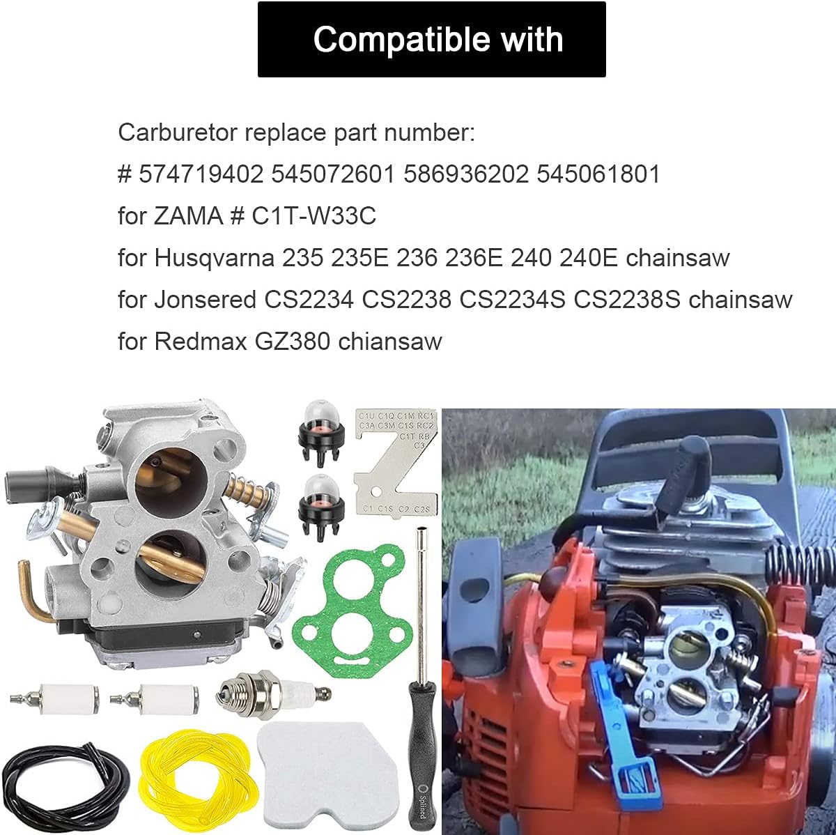 Lampada A Carburo Carburatore Per Tosaerba Per Moto Carburatore Motosega Carburatore Kit Filtro Aria 574719402 545072601 Per Husqvarna 235 235E 236 240 240E Carburatore Carburetter Cilindro Husqvarna Cr 125 - Foto 3