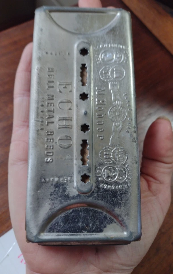 CAÑAS METÁLICAS CAMPANA ECO M HOHNER VINTAGE RARAS ARMÓNICA DE DOS CARAS - ALEMANIA Foto 4 de 4